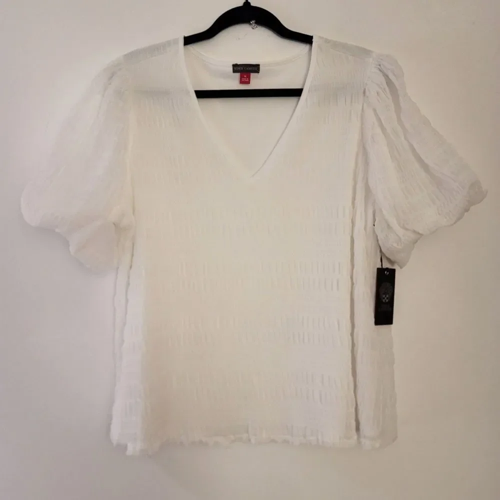 Anthropologie Vince Camuto Blooming Brights Top in Ultra White Size‎ 1X